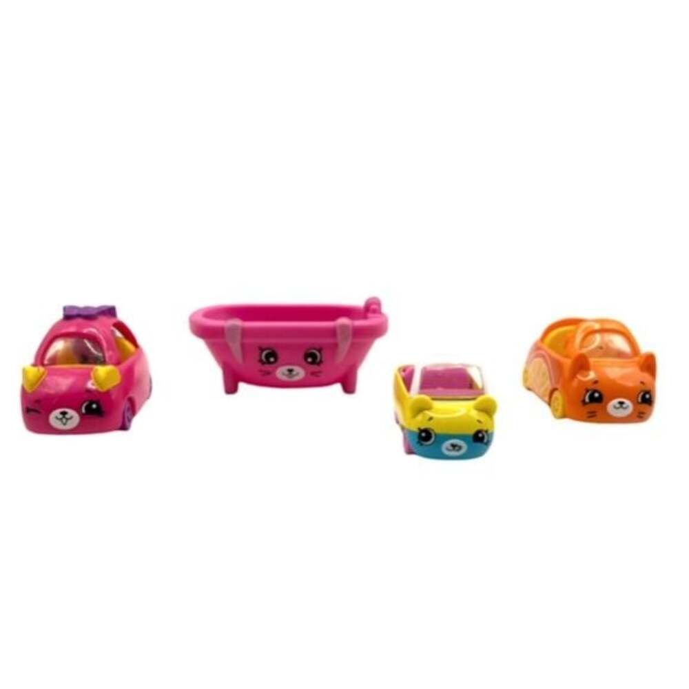 Shopkins Cars & Bathtub Lot Pink Orange Yellow Vehicles Bundle